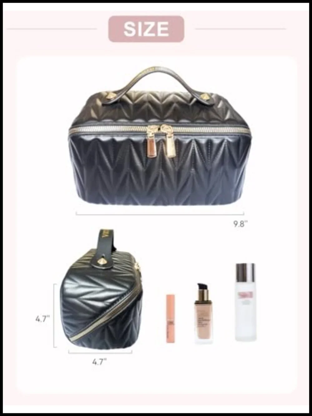 Large Waterproof PU Leather Toiletry Bag with Divider and Handle
